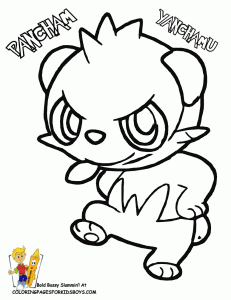 pancham coloring page in black and white pokemon